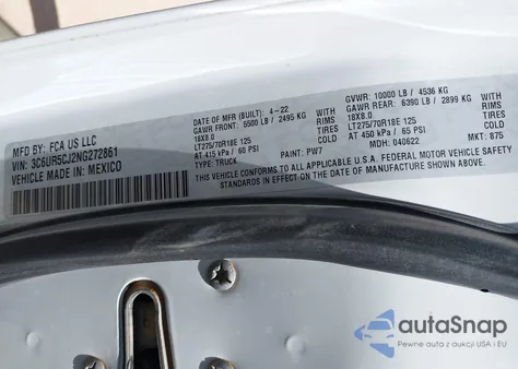 2022 Ram 2500 Tradesman 4X4 6'4 Box from USA, damaged, VIN 3C6UR5CJ2NG272861